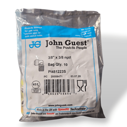 John Guest PI481223S Fixed Elbow NPTF - 3/8 x 3/8 NPTF FIXED ELBOW Grey Acetal JOHN GUEST 10-Pack
