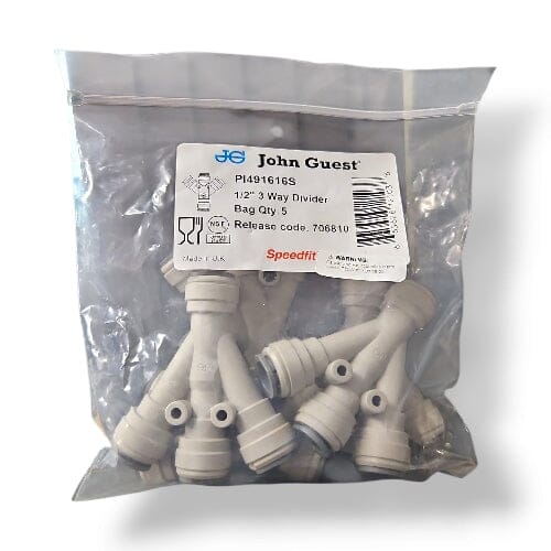 John Guest PI491616S Three Way Divider 1/2" x 1/2" THREE-WAY DIVIDER Grey Acetal John Guest 5-Pack 