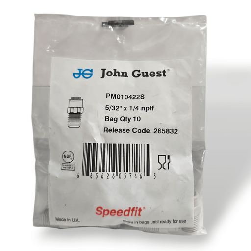 John Guest PM010422S Male Connector NPTF - 5/32" x 1/4" NPTF MALE Grey Acetal JOHN GUEST 10-Pack 
