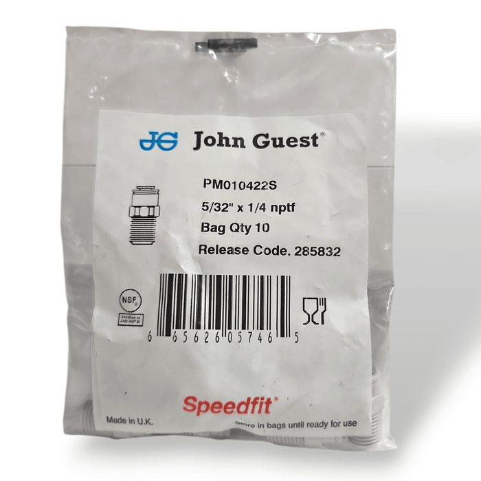 John Guest PM010422S Male Connector NPTF - 5/32" x 1/4" NPTF MALE Grey Acetal JOHN GUEST 10-Pack 