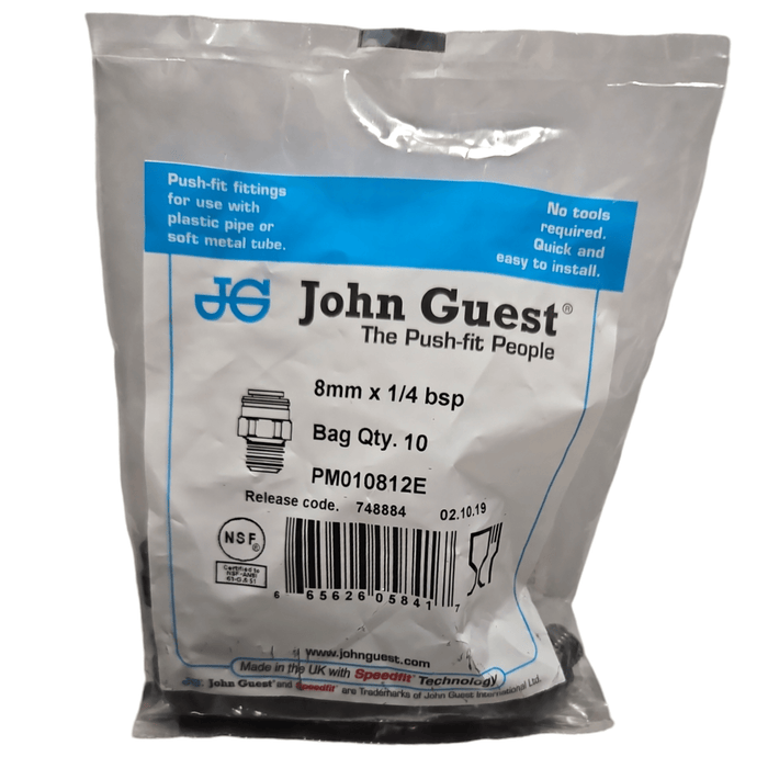 John Guest Black PM010812E Metric Male Connector 8MM O.D.By 1/4" Bsp Male Metric Male Connector Black Acetal JOHN GUEST 10 Pack 