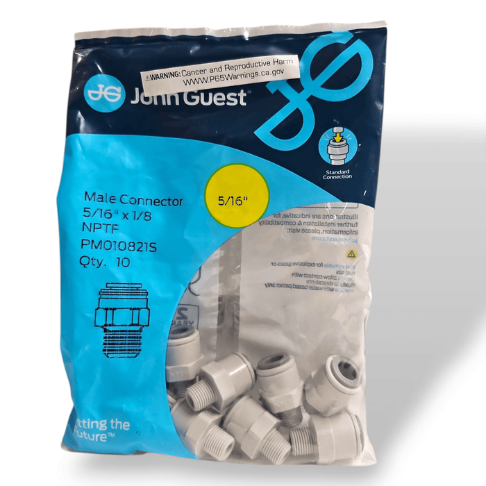 John Guest PM010821S Male Connector - 5/16" x 1/8" NPTF MALE Grey Acetal JOHN GUEST 10-Pack 