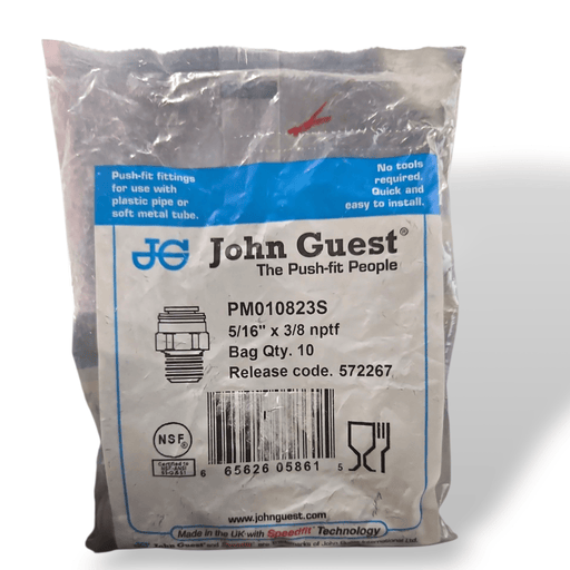 John Guest PM010823S Male Connector NPTF - 5/16" x 3/8" NPTF MALE Grey Acetal JOHN GUEST 10-Pack 