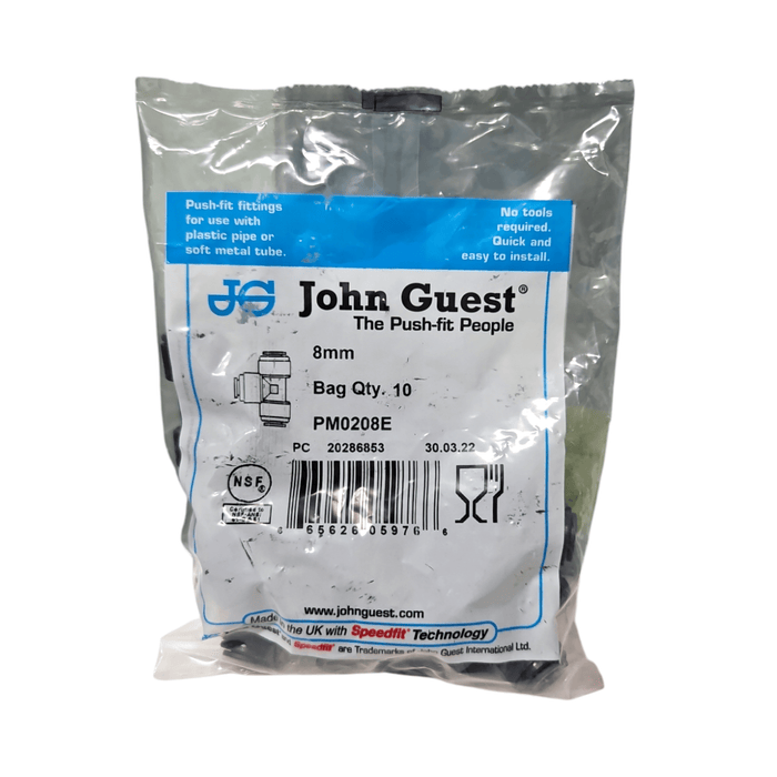 John Guest PM0208E Black Union Tee Size 8MM Metric Union Tee Black Acetal JOHN GUEST 