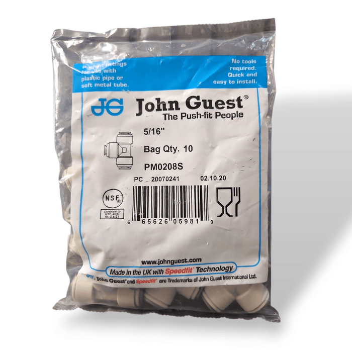 John Guest PM0208S Union Tee - 5/16" UNION TEE Grey Acetal JOHN GUEST 10-Pack 