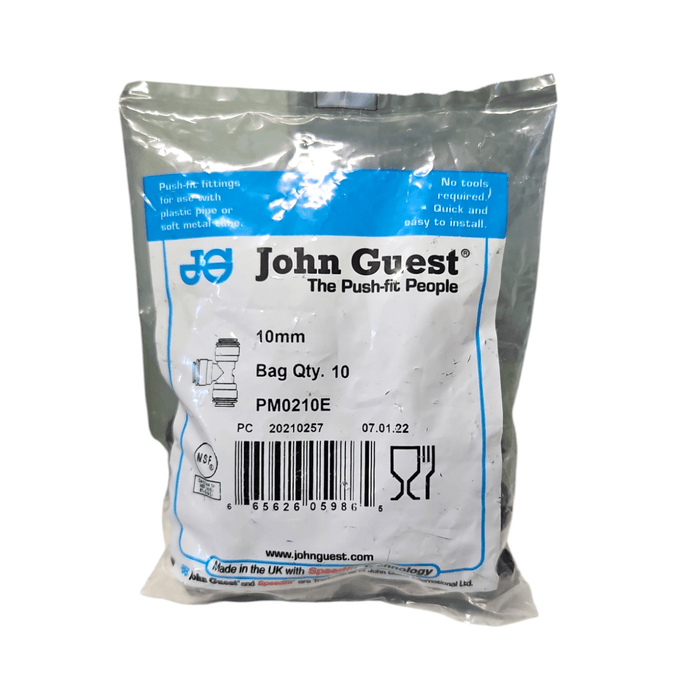 John Guest PM0210E Black Union Tee Size 10MM Metric Union Tee Black Acetal JOHN GUEST 10 Pack 