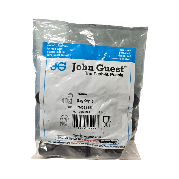 John Guest PM0215E Black Union Tee Size 15MM Metric Union Tee Black Acetal JOHN GUEST 10 Pack 