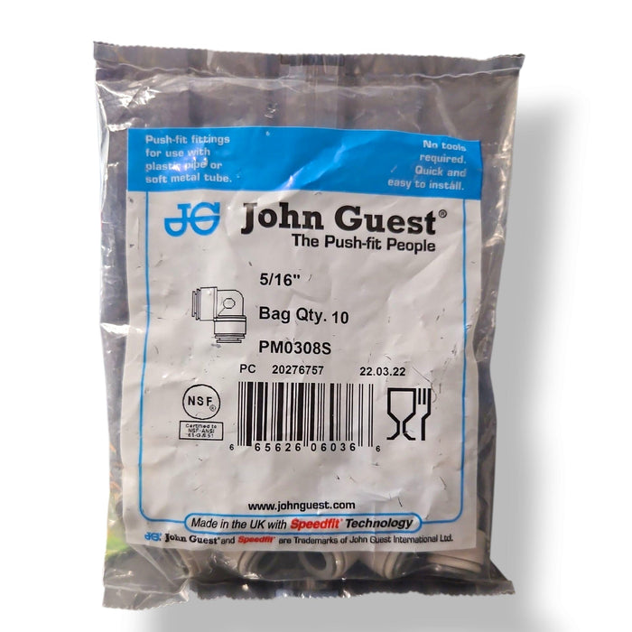 John Guest PM0308S Union Elbow - 5/16" UNION ELBOW Grey Acetal JOHN GUEST 10-Pack 