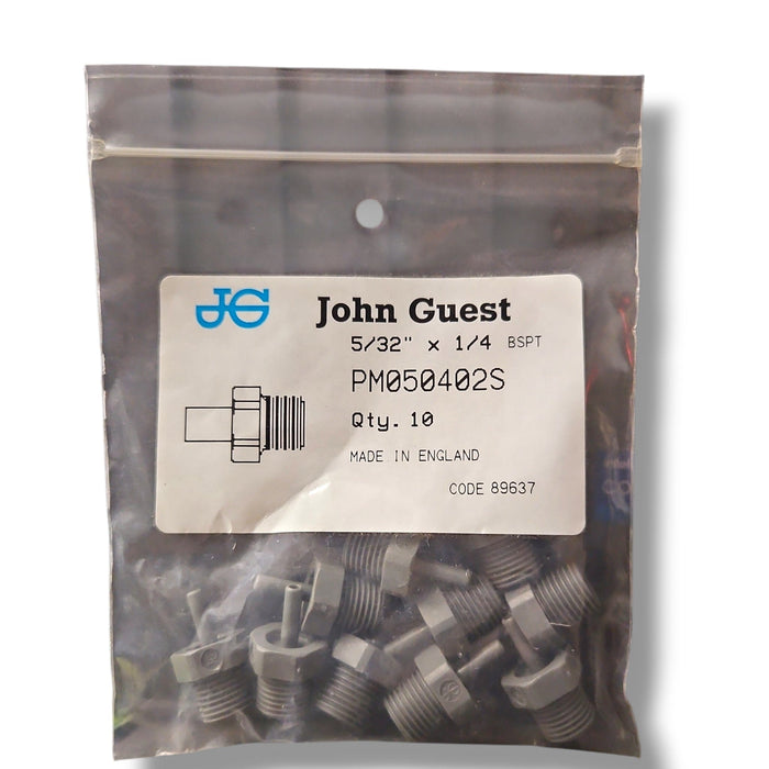John Guest PM050402S Stem Adapter - 5/32" x 1/4" BSPT STEM ADAPTER Grey Acetal JOHN GUEST 10-Pack 