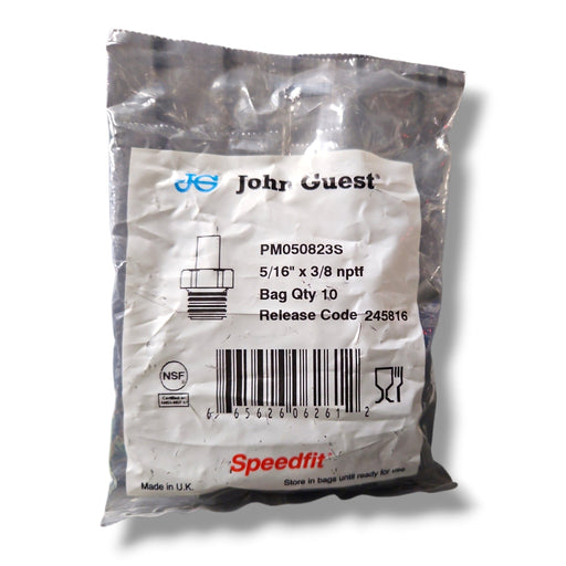 John Guest PM050823S Stem Adapter - 5/16" x 3/8" NPTF STEM ADAPTER Grey Acetal JOHN GUEST 10-Pack 