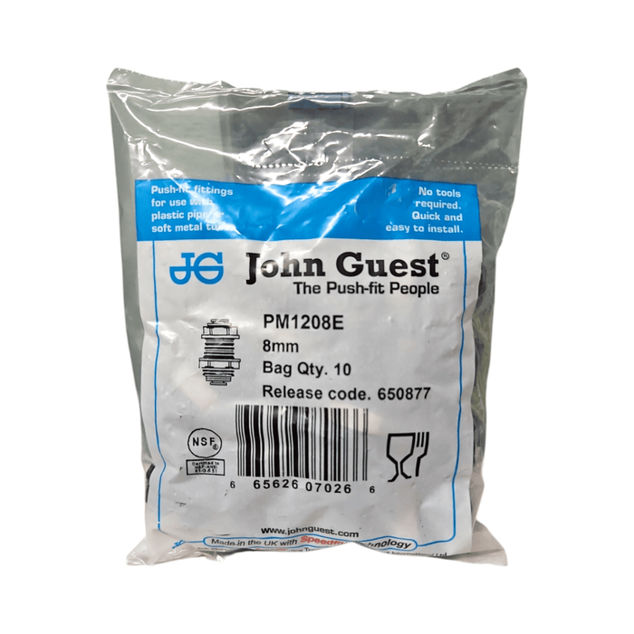 John Guest PM1208E Black Bulkhead Union 8MM Metric Bulkhead Union Black Acetal JOHN GUEST 10 Pack 