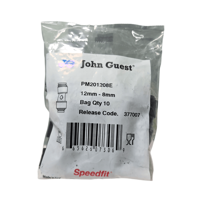 John Guest PM200804E Black Union Connector Size 8MM x 4MM Metric Union Connector Black Acetal JOHN GUEST 10 Pack 