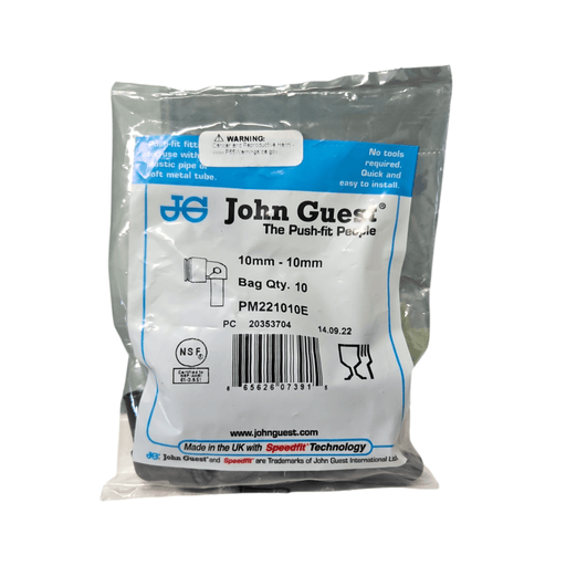 John Guest PP221010E Black Stem Elbow Size 10MM x 10MM Metric Stem Elbow Black Acetal JOHN GUEST 10 Pack 