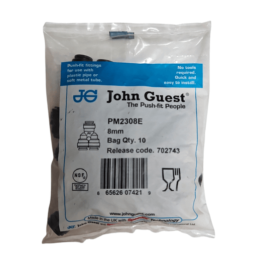 John Guest PM2308E Two Way Divider Black 8MM Metric Two Way Divider Black Acetal JOHN GUEST 10 Pack 