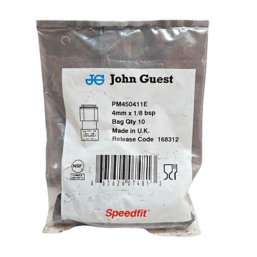 John Guest PM450411E Female Connector Black 4MM x 1/8"Bsp Metric Female Connector Black Acetal JOHN GUEST 10 Pack 