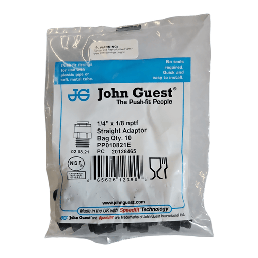 John Guest PP010821E 1/4" x 1/8" Black Male Connector Polypropylene NPTF Male Connector Black Polypropylene JOHN GUEST 10 Pack
