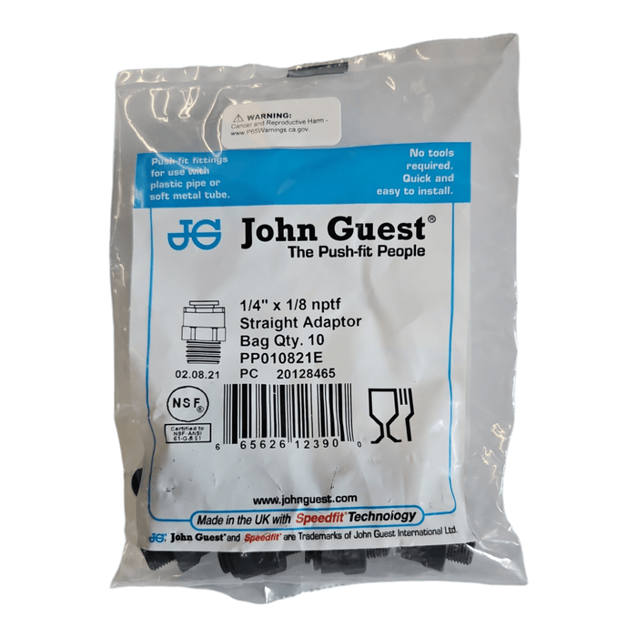 John Guest PP010821E 1/4" x 1/8" Black Male Connector Polypropylene NPTF Male Connector Black Polypropylene JOHN GUEST 10 Pack 