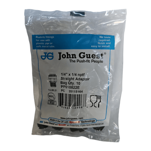 John Guest PP010821E 1/4" x 1/4" Black Male Connector Polypropylene NPTF Male Connector Black Polypropylene JOHN GUEST 10 Pack