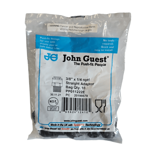 John Guest PP011222E 3/8" x 1/4" Black Male Connector Polypropylene NPTF Male Connector Black Polypropylene JOHN GUEST 10 Pack
