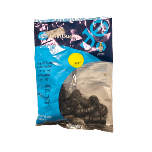 John Guest Black PP0408E 1/4 in. Polypropylene Push-to-Connect Union Fitting Union Connector Black Polypropylene JOHN GUEST 10 Pack