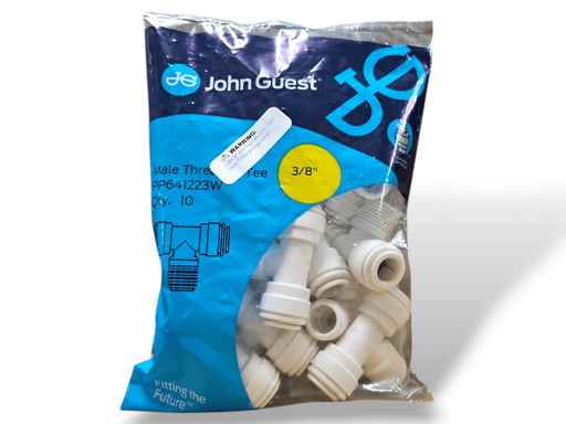 John Guest PP641223W Fixed Tee Adapter Polypro - 3/8" x 3/8" x 3/8" NPTF Thread Tee John Guest 10 Pack 
