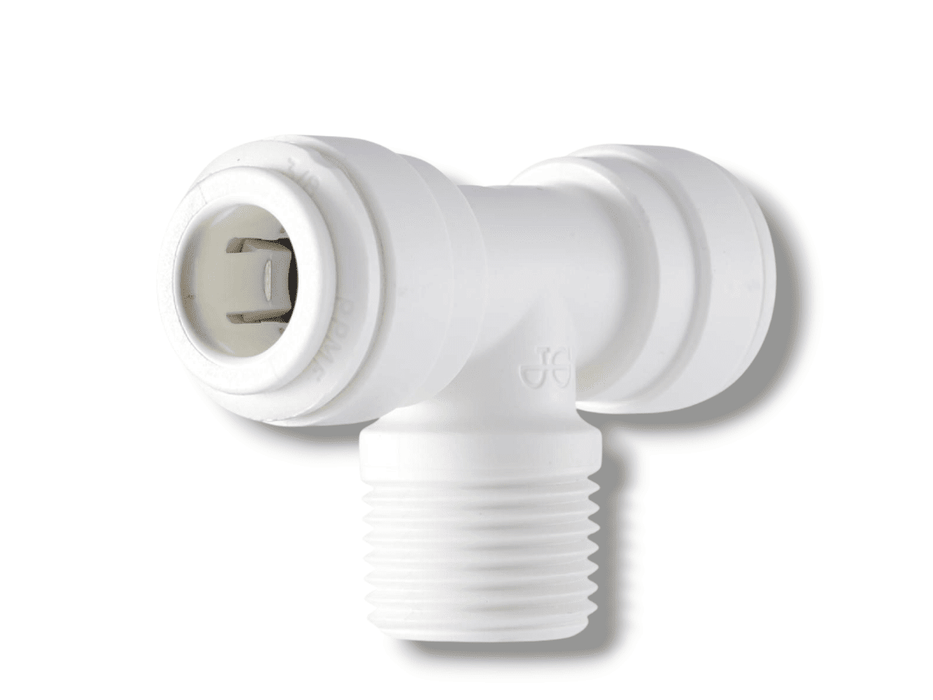 John Guest PP641223W Fixed Tee Adapter Polypro - 3/8" x 3/8" x 3/8" NPTF Thread Tee John Guest 1 Pack 