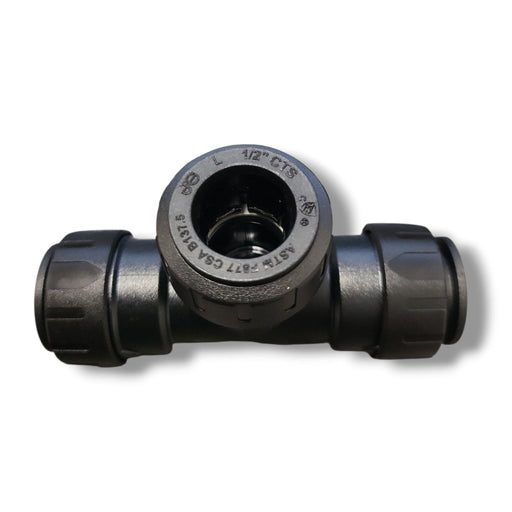 John Guest PSEI0220E ProLock 1/2" CTS Push-to-Connect Tee – Plastic Quick Connect Fitting for Copper Tube, Plumbing & Water Softeners, Black John Guest Copper Tube Size Union Tee John Guest 