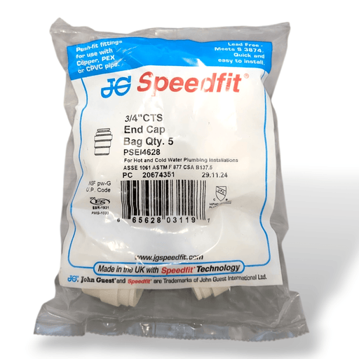 John Guest 3/4" Push Fit End Cap Plug with Quick Connect Plumbing Fitting for Water Lines – PSEI4628 John Guest Copper Tube Size Cap John Guest 5 Pack 