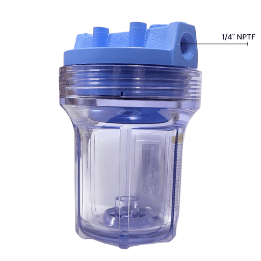 Pentek 158133 Blue Cap and Clear Filter Housing 1/4" FPT - For 5" filter Pentek 5"x2.5"Filter Housing Pentek By Pentair 1 Pack 