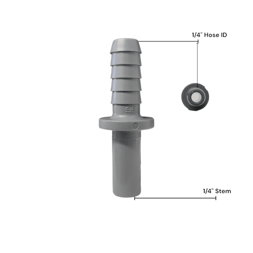 John Guest PI250808S Stem Barb Connector - 1/4" OD Stem x 1/4" ID Barb STEM TO HOUSE BARB Grey Acetal JOHN GUEST 1 Pack