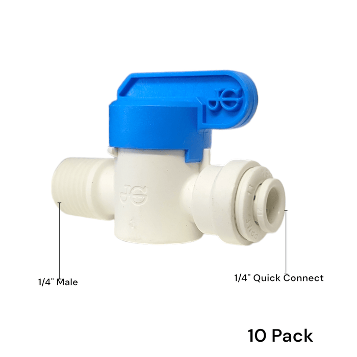 John Guest PPSV010822W Shut-off Valve Polypro Male - 1/4 tube x 1/4 male NPTF Shut-off Valves John Guest 10 Pack 
