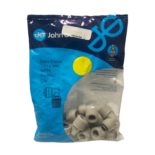 John Guest PI480823S Fixed Elbow NPTF - 1/4 x 3/8 MNPT FIXED ELBOW Grey Acetal JOHN GUEST 10 Pack