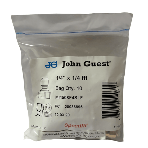 John Guest Lead Free Brass Flare Female Connector MI4508F4SLF - 1/4 x 1/4 FFL Brass Female Connectors John Guest 10 Pack