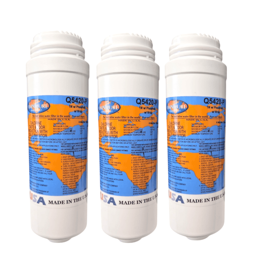 Omnipure Q5420-P Granular Carbon Filter 1M with Phosphate for Scale Inhibitor 2.5" x 8" GAC|Chlorine Taste Reduction |8"Length Omnipure 3 Pack