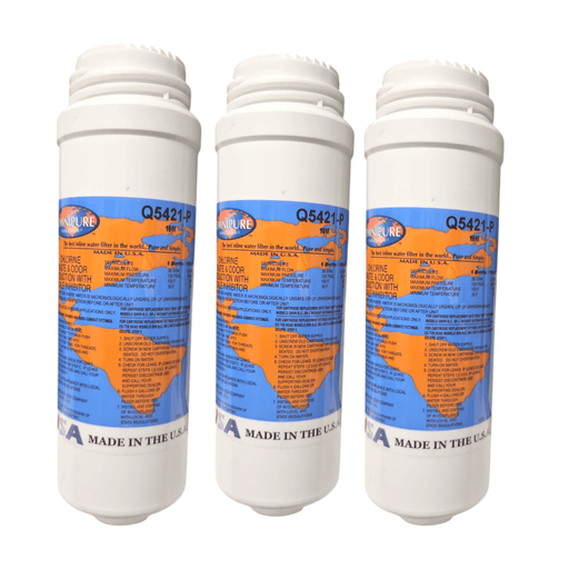 Omnipure Q5421-P Granular Carbon Filter 10M with Phosphate for Scale Inhibitor 2.5" x 8" GAC|Chlorine Taste Reduction |8"Length Omnipure 3 Pack