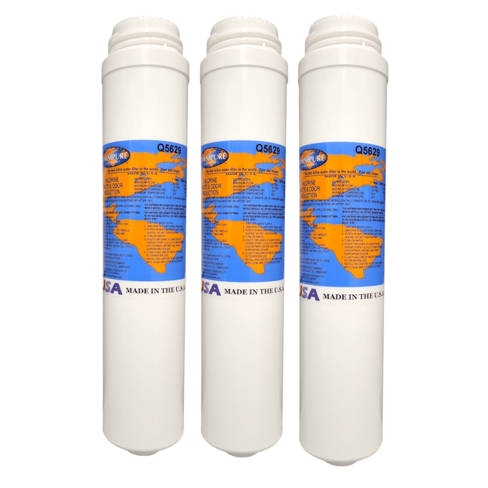 Omnipure Q5629 Carbon Block Water Filter with Chloramine Reduction 1 Micron GAC|Chlorine Taste Reduction |12"Length Omnipure 3 Pack 