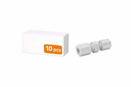 Jaco 15-8-6-P-PG - Polypropylyne Reducing Union 1/2" OD Tube x 3/8" OD Tube (1586PPG) Polypropylyne Union Connectors Jaco 10-Pack 