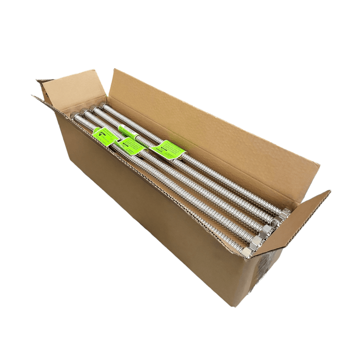 Falcon Stainless Steel flex Connector (S-02-20") 20" length 1/2" FIP x 1/2" FIP 1/2" Female SS Flex Connectors Falcon Stainless 25 Pack 