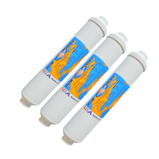 Omnipure SCL10-A Icemaker GAC CTO/Scale - 10 x 2 1/8" TUBE FILTER GAC|Phosphate|Chlorine Scale Inhibitor 1/4" QC Omnipure 3 Pack 