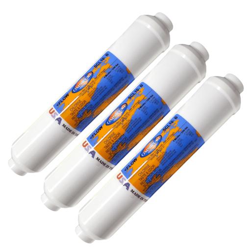 Omnipure SCL10-B Inline Filter With Scale Inhibitor 1/4 FPT GAC|Phosphate|Chlorine Scale Inhibitor |SCL Omnipure 3 Pack
