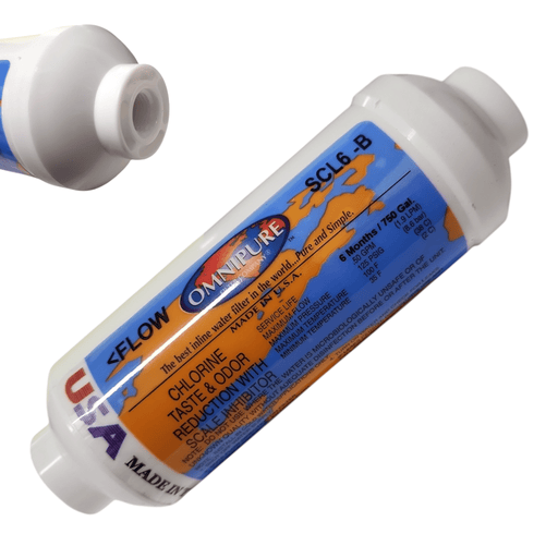 Omnipure SCL6-B Inline Icemaker GAC CTO/Scale - 6" x 2"Filter Everpure Compatible IN-6 CG-S 1/4" FNPT Chlorine/Scale Inhibitor w/Phosphate Omnipure 1 Pack 