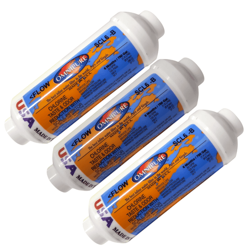 Omnipure SCL6-B Inline Icemaker GAC CTO/Scale - 6" x 2"Filter Everpure Compatible IN-6 CG-S 1/4" FNPT Chlorine/Scale Inhibitor w/Phosphate Omnipure 3 Pack