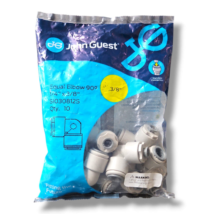 John Guest Speedfit SI030812S 1/4" inch Superseal- 3/8 inch Elbow UNION ELBOW Grey Acetal JOHN GUEST 10 pack 