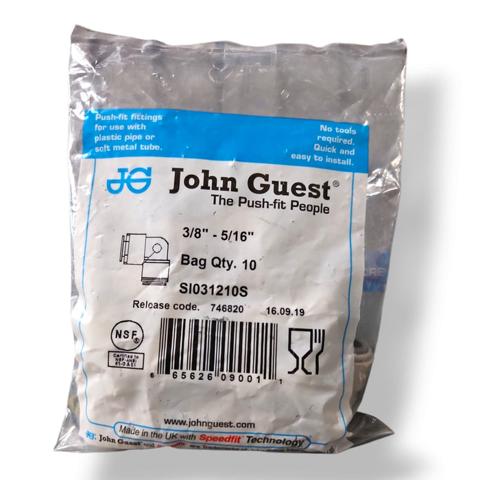 John Guest SI031210S Superseal Union Elbow - 3/8" x 5/16" UNION ELBOW Grey Acetal JOHN GUEST 10-Pack 