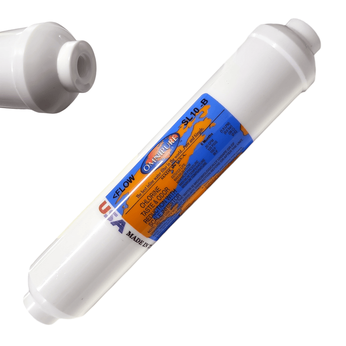 Omnipure SL10 Inline Icemaker water filter - 10" x 2"Filter 1/4"FPT w/ Polyphosphate SL Filters| Phosphate|Scale Inhibitor Omnipure 1 Pack 