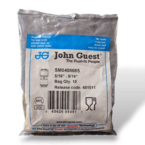 John Guest SM040808S SuperSeal Union Connector 5/16" x 5/16" union connector JOHN GUEST 10-Pack 