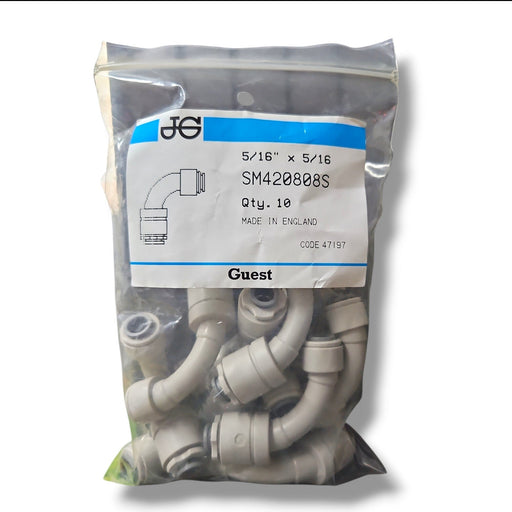 John Guest SM420808S Superseal Flow Bend - 5/16" x 5/16" UNION ELBOW Grey Acetal JOHN GUEST 10-Pack 