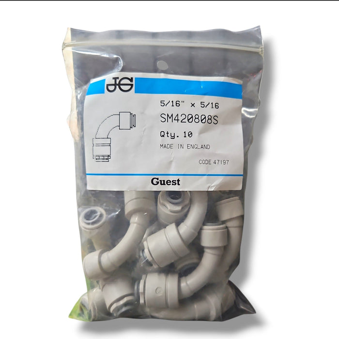 John Guest SM420808S Superseal Flow Bend - 5/16" x 5/16" UNION ELBOW Grey Acetal JOHN GUEST 10-Pack 