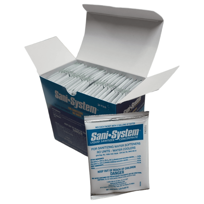 Sani System SS24RO Liquid Cleaner Concentrate for RO Reverse Osmosis Systems, Coolers, Water Softeners Sanitizer for RO /Coolers/Softener Pro Products 24 Pack 