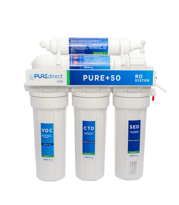Drinking Water System PURE+50 Reverse Osmosis System - Designer Chrome Faucet Complete Reverse Osmosis System Pure Direct USA 
